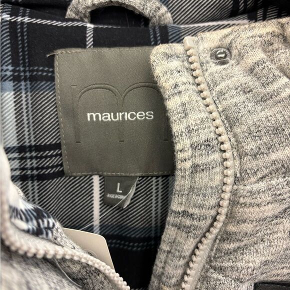 Maurices ladies Lg gray vest w/ fur lined hood - Picture 2 of 8